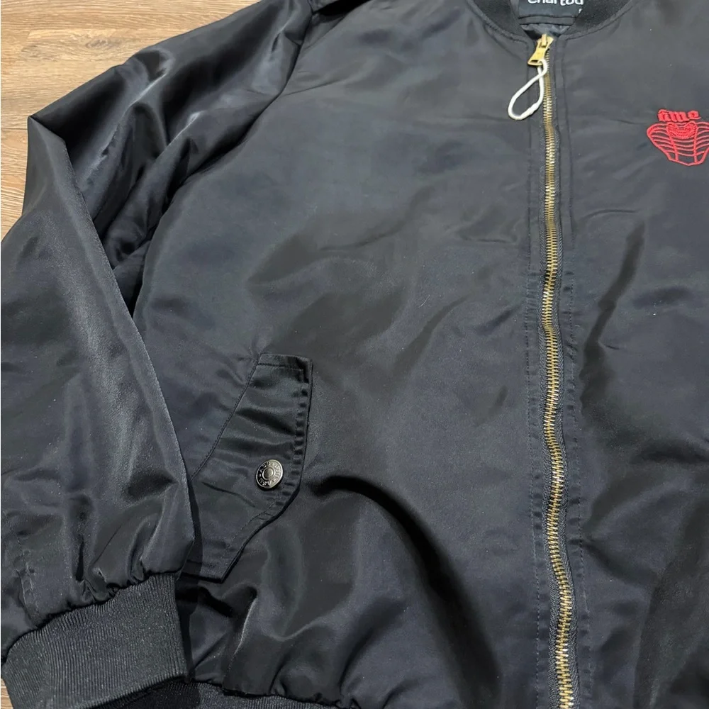 Chartou Black Bomber Jacket with Snake Embroidery - Picture 3 of 9